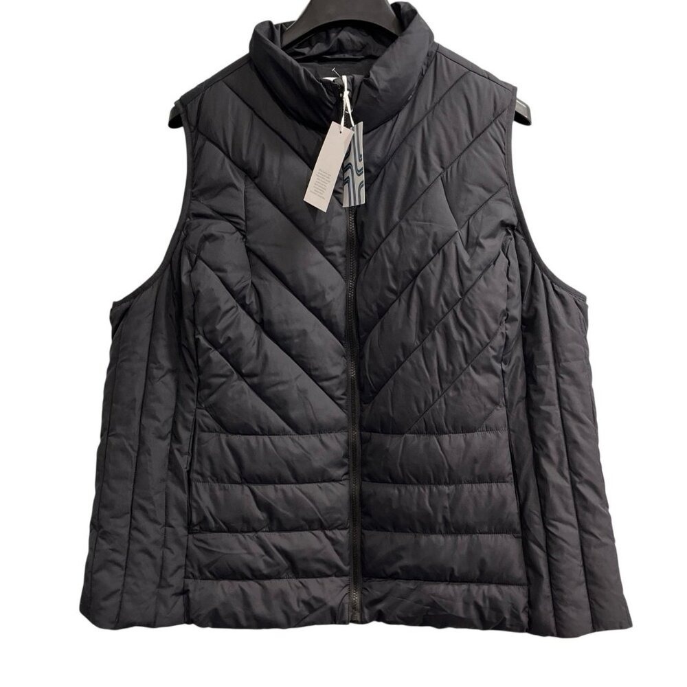 Market & Spruce Puffer Vest Black Quilted Full Zip Size 3X Layer Transitional